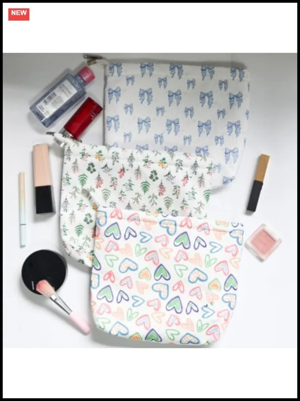 Large Corduroy Floral Makeup Bag Travel Toiletry Organizer with Zipper for Women